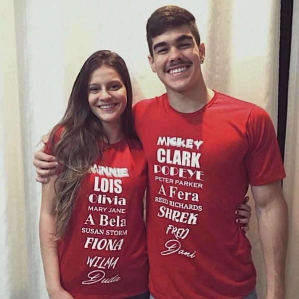 Camisetas coloridas personalizadas para casais