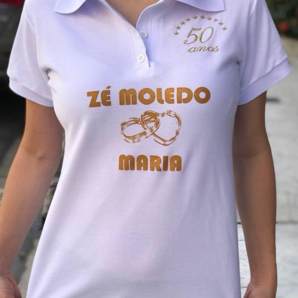 Polos para eventos bordadas frente e verso